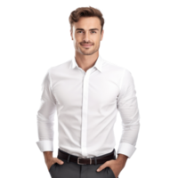 Handsome business man in white t-shirt isolated png