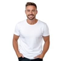 Handsome business man in white t-shirt isolated png