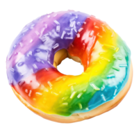 regenboog bagel bagel geverfd met helder kleuren, vaak met room kaas png