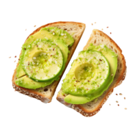 Avocado toast Sliced avocado on toast, sprinkled with salt and pepper. png