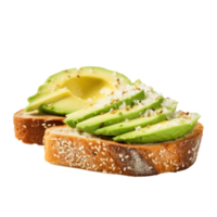 Avocado toast Sliced avocado on toast, sprinkled with salt and pepper. png