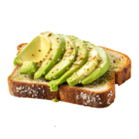 Avocado toast Sliced avocado on toast, sprinkled with salt and pepper. png