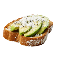 avocado crostini affettato avocado su pane abbrustolito, cosparso con sale e Pepe. png