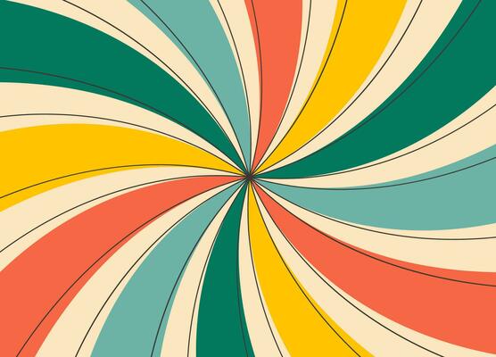 Vintage colorful retro groovy burst vector background