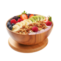 Smoothie bowl Thick smoothie topped with fruit, granola, and nuts. isolated png