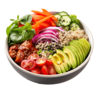 Buddha bowl Vegetarian bowl with grains, veggies, and protein. isolated png