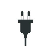 Electric plug with cabel icon.  Electricity and energy symbol. Vector on white background