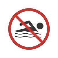 No swimming sign. Caution banner. Vector