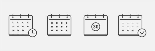 Calendar line icon set. Planing, deadline, time managment infographic. Vector