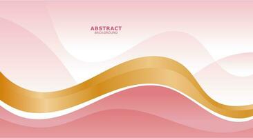 Abstract pink with golden wavy background vector