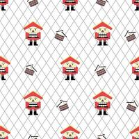 Christmas seamless background with nutcracker and drums vector