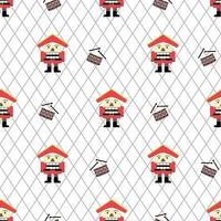 Christmas seamless background with nutcracker and drums vector