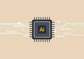 AI chip cpu icon design vector