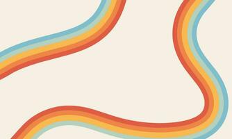 Hand drawn vector illustration of groovy abstract retro pastel rainbow background. Panoramic template for banner, concept design, social media, advertisements, presentations, poster, background, print