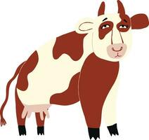 peculiar cómic gracioso dibujos animados vaca personaje. extraño vaca animal ilustración vector