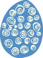 Blue decorated egg with spring decorations. Illustration in doodle style vector