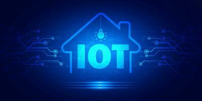 Abstract digital technology futuristic Home IOT Internet of things blue background, Cyber nano information communication, innovation future tech big data, internet network connection illustration vector