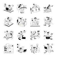 Pack of Customer Support Hand Drawn Illustrations vector