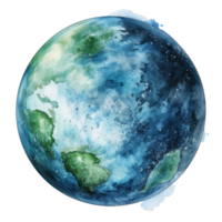Watercolor Earth planet isolated png