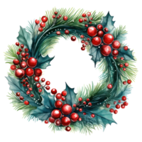 watercolor christmas circle frame isolated png