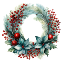 watercolor christmas circle frame isolated png