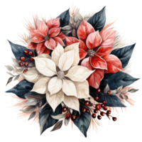 watercolor poinsettia christmas wreath flower isolated png