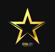 lujo resumen oro estrella logo diseño modelo aislado en negro. vector ilustración