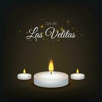 7 de Diciembre Dia de Las Velitas Celebration Greeting with Candles vector