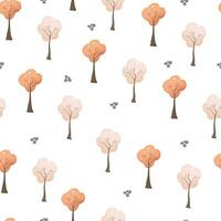 vector hand drawn tree seamless pattern in pastel colour