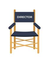 Wooden folding chair with Director label for cinema or theatre usage. Cinema director chair. Vector illustration.