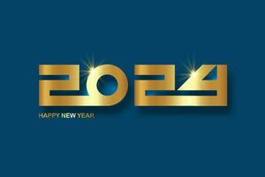 New year 2024 gold numbers Decorative greeting card 2024 happy new year Luxury Creative Christmas banner, vector illustration isolated on blue background