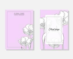 vector conjunto de lujo tarjetas, plantillas con mano dibujado flores tulipanes para cumpleaños, boda, aniversario invitación en rosado antecedentes