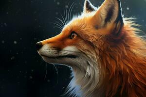 Detailed Fox closeup digital art. Generate Ai photo