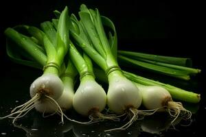 Fresh green onions. Generate Ai photo