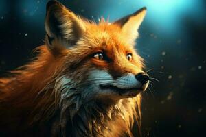 Vivid Fox closeup digital art. Generate Ai photo