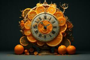 vibrante Fresco naranja alarma reloj. generar ai foto