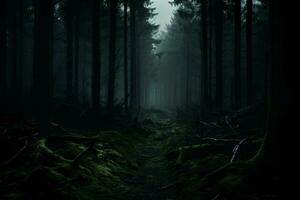 obsesionante bosque Siniestro oscuro. generar ai foto