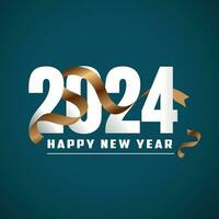 New Year 2024 Stylish text design.2024 Number Vector illustration Isolated on a colorful background. Golden Ribbon Design.