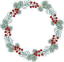 Christmas wreath frame. Hand drawn style illustration. vector