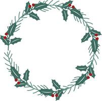 Christmas wreath frame. Hand drawn style illustration. vector