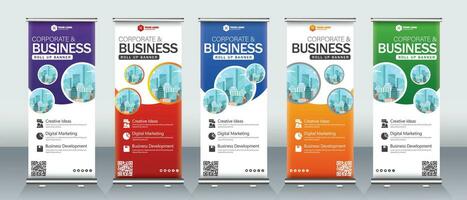 Modern abstract business roll up banner design for meetings, events, presentations vector