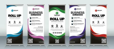 Roll up banner design for business events presentations stands marketing events vector