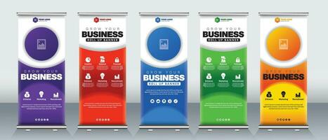 Business roll up banner design for events, meetings, presentations with print ready EPS vector