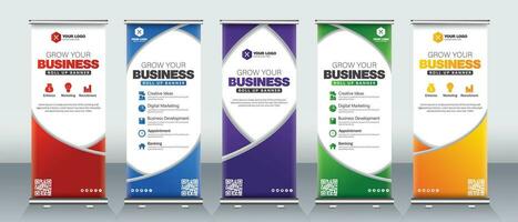 Roll up banner design for business events presentations stands modern design vector