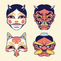 Japanese mask Yokai vector art