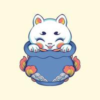 Japanese cute cat vector art