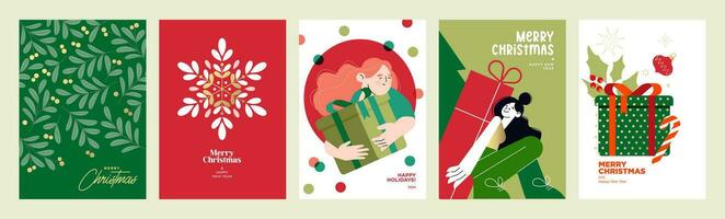 alegre Navidad y contento nuevo año 2024 saludo tarjetas vector ilustración conceptos para fondo, saludo tarjeta, fiesta invitación tarjeta, sitio web bandera, social medios de comunicación bandera, márketing material.