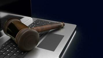 The hammer on notebook for law concept 3d rendering photo