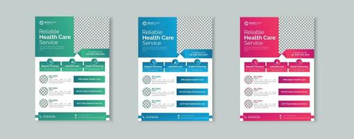 Corporate healthcare and medical flyer design template bundle for print vector