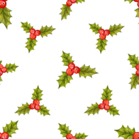 Christnas waterolor pattern with holly png